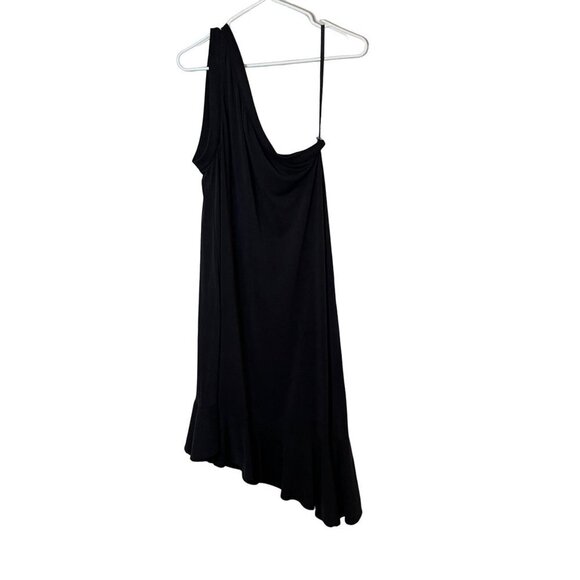 Moulinette Soeurs Raneri One Shoulder Dress Modal Ruffled Hem Detail Dark Gray S - Picture 7 of 11